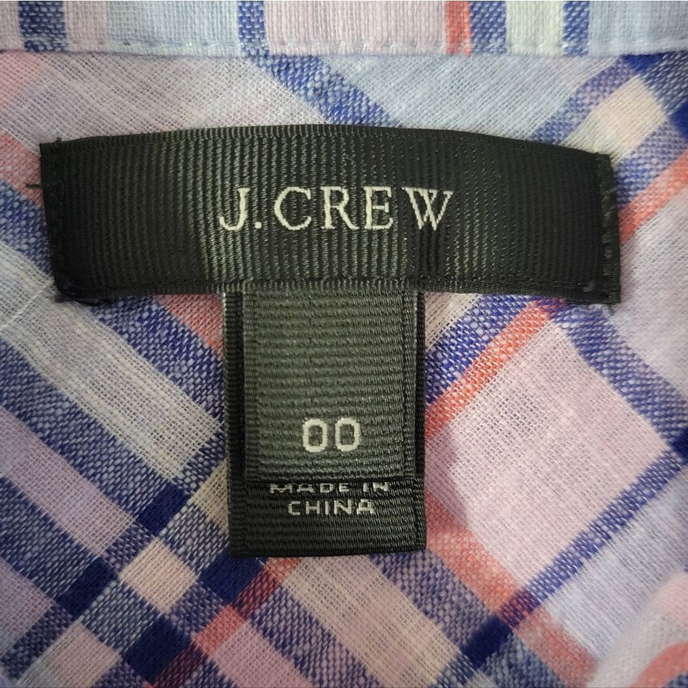 J. Crew Women's Gathered Henley Lilac Plaid Shirt - Picture 4 of 15